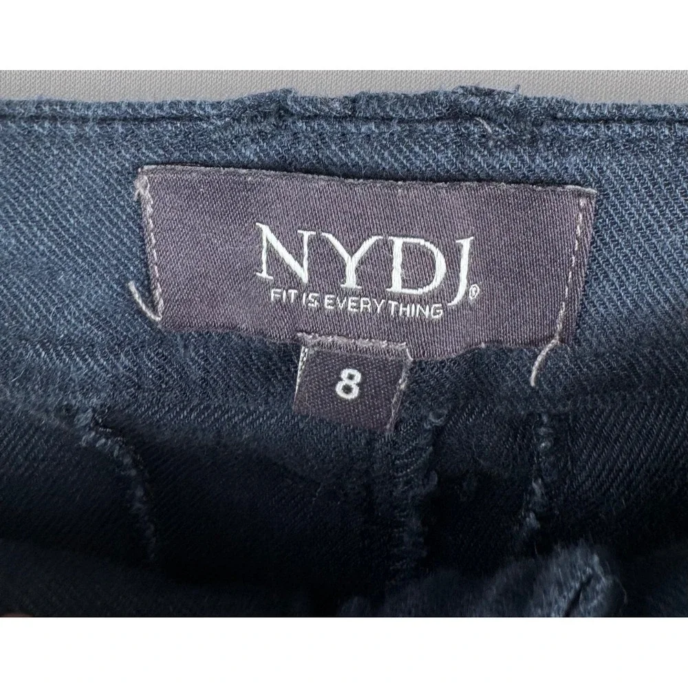 NYDJ Wide Leg Pants sz 8 Navy inen Blend Cropped Trousers‎ minimalist